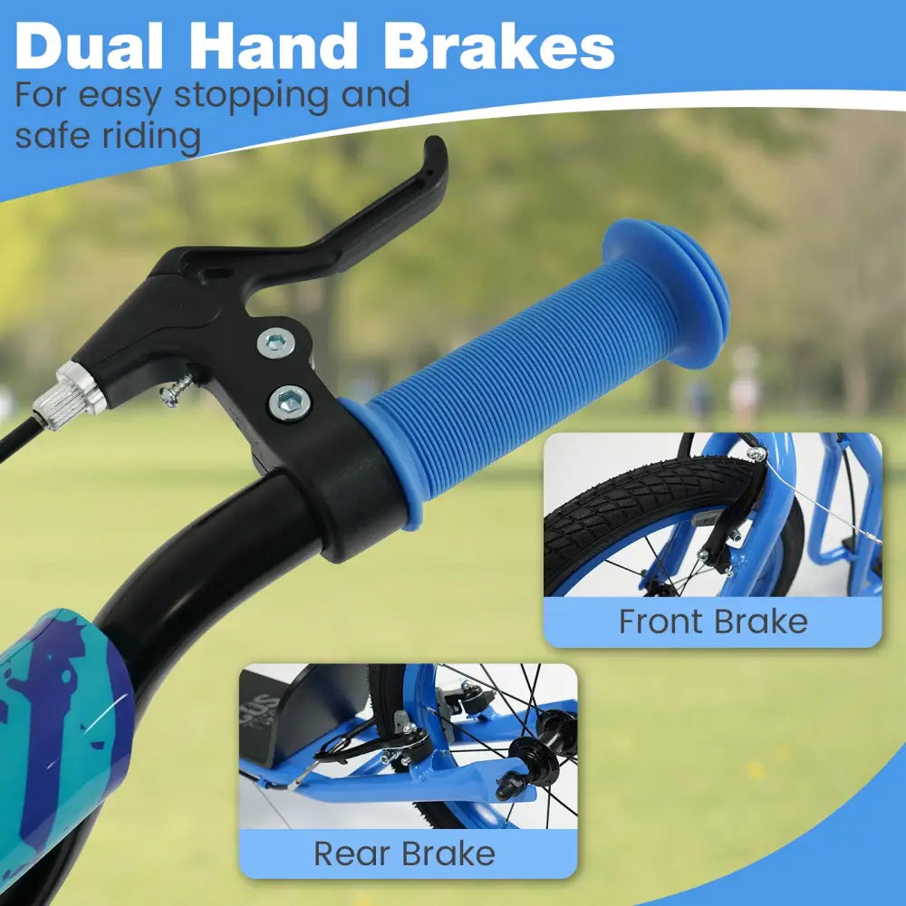 Youth Scooter with Adjustable Handlebar and 16/14-Inch Inflatable Wheels for Age 8+ Years Old-Blue - Blue - Scooters