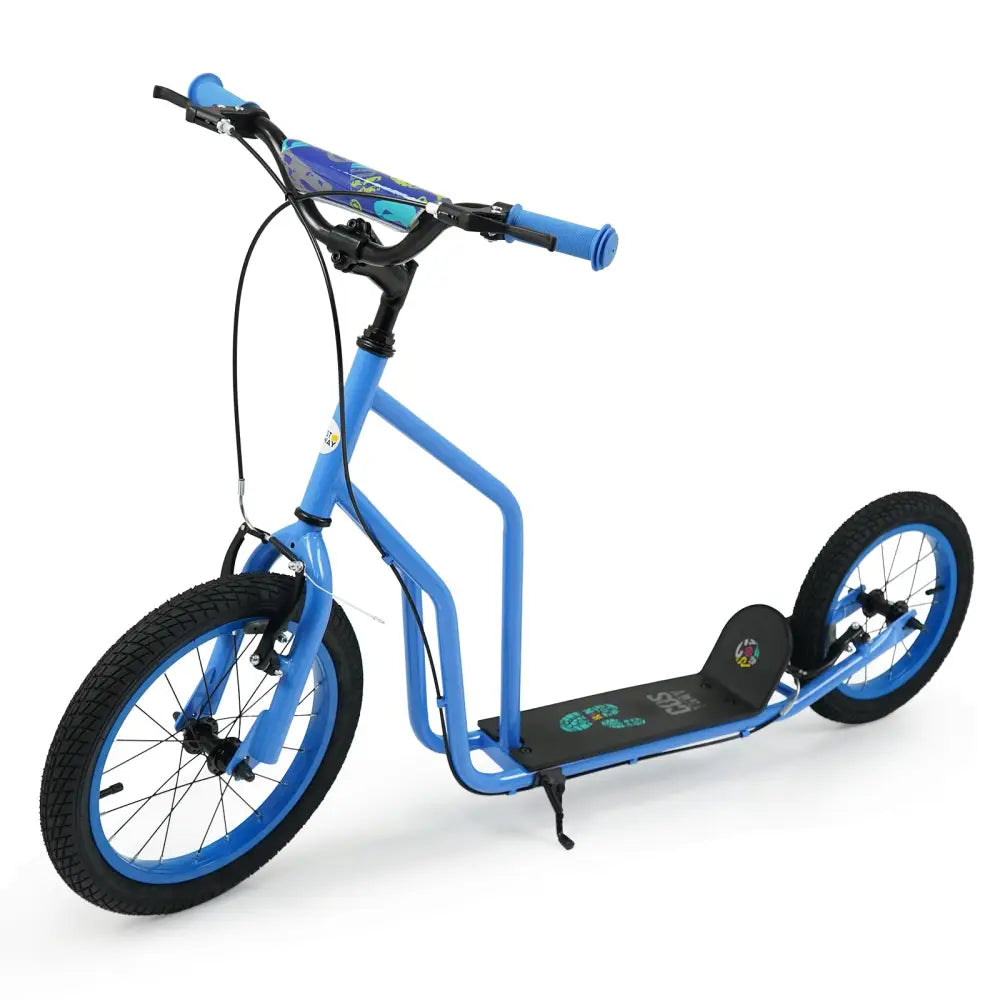 Youth Scooter with Adjustable Handlebar and 16/14-Inch Inflatable Wheels for Age 8+ Years Old-Blue - Blue - Scooters